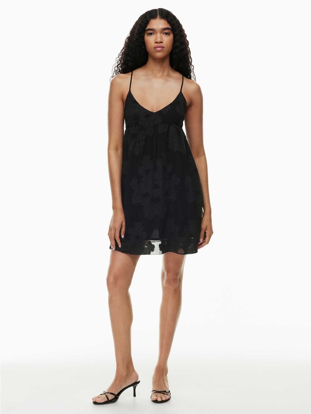 NWOT - Wilfred Lover Mini Dress, V-Neck Babydoll, Black, Floral, Size Small